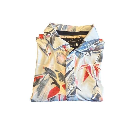 Walter Hagen Clubhouse Golf Polo Short Sleeve Blue Birds Of Paradise small new - Picture 3 of 5